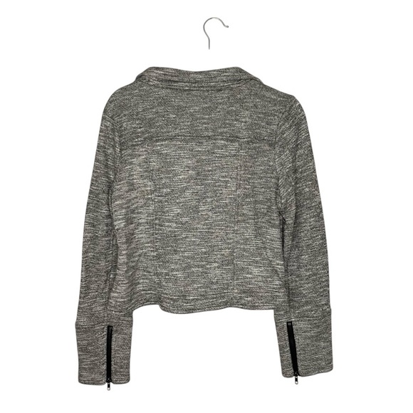 Market & Spruce Grey Heathered Zip Up Knit Sweater Moto Sweater Jacket - Picture 2 of 5
